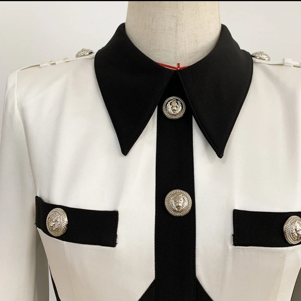 Elegant Black and White Button-Up Dress - Picture 12 of 16